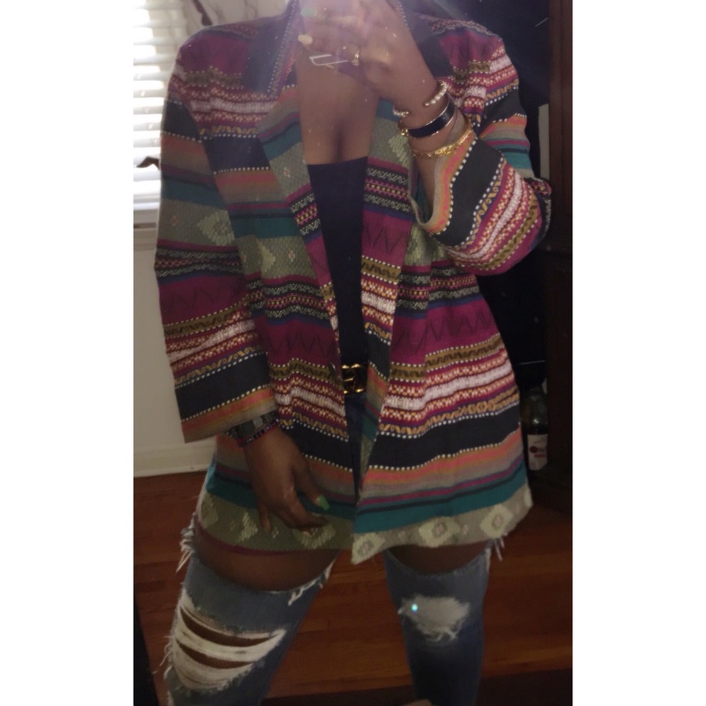 Vintage Oversized Aztec Printed Blazer, Size M/L